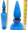 MCM Empoli Cobalt Blue Glass Genie Bottle/Decanter, 21.5in Tall, Italy, Pedestal Base, 1960s - 2