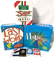 Hilarium, Last Word, Traditional Italian Game "Scoopa" & 4 Decks of Cards.
