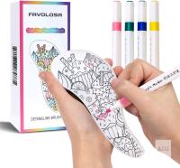 Mew Favolosa Color-Your-Own Detangling Hairbrush Kit With 4 Acrylic Markers, 7.5" Long