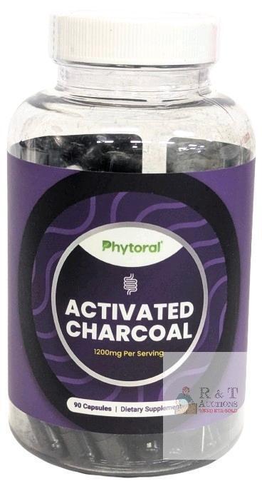 [exp 04/2026] New Phytoral 1200mg Activated Charcoal Capsules for Gut Health, Detox, & Digestive Support, 90 Capsules