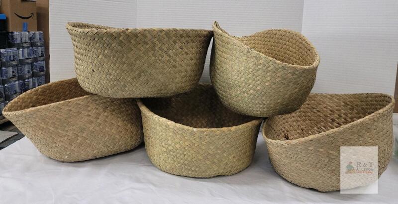 NEW Seaforth Home Handwoven Seagrass Storage Baskets Set of 5, Approx 14" Diameter, Natural Color