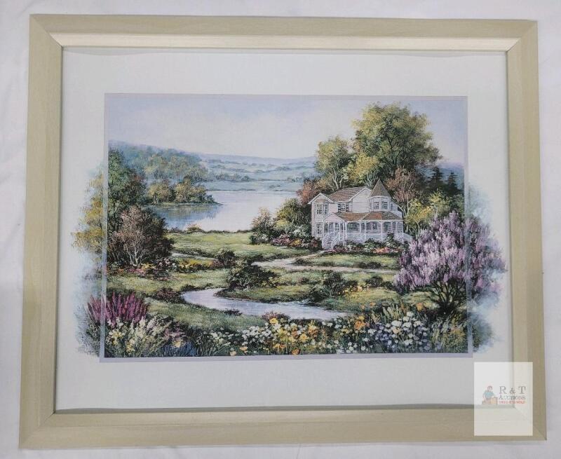 Framed DG Gallery Landscape Art Print 21.5"x17.5" House & Garden, Light Wood Frame