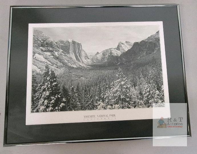 Framed Yosemite National Park Print by C.R. Bell, 20*25" Image, Black & White, Metal Frame