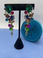 Liv Oliver Chandelier Earrings multi Coloured Crystals.