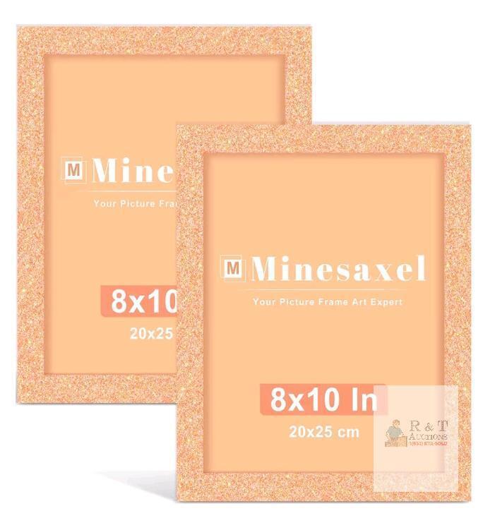 2 New 8x10 Colorful Picture Frames, Wall Gallery 8 x 10 Sparkle Photo Frames, Glittering Cute Fun Artwork Frame for Wall or Tabletop (Orange)