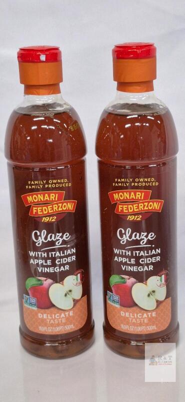 BB 05/26 Monari Federzoni Glaze with Italian Apple Cider Vinegar, 16.9 FL OZ (500mL), 2 Bottles, Non-GMO, Italy