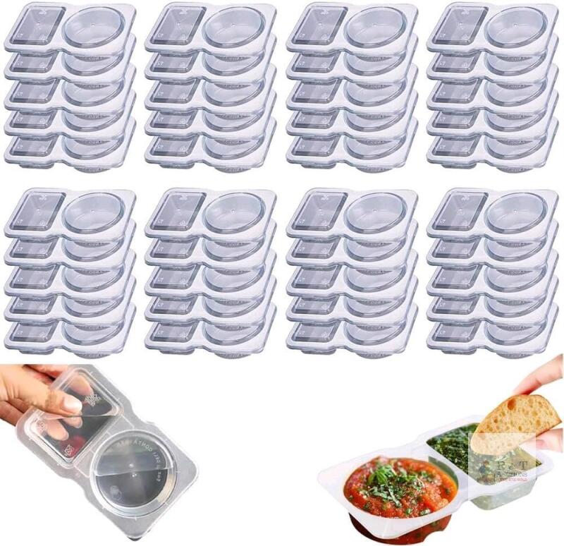 New 40-Pack Double Compartment Condiment Containers with Lids