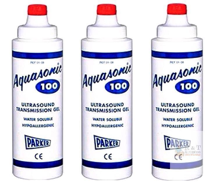 3 NEW Aquasonic Ultrasound Transmission Gel, Water Soluble + Hypoallergenic, 0.25L Ea