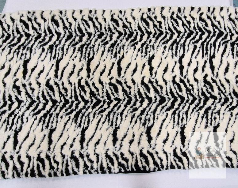 Zebra Print Faux Fur Throw Blanket, 58"x40", Reversible, Black Back, Decorative Accent