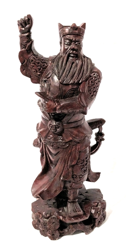 Vintage 12.5" Tall Carved Wood Warrior (Guan Yu?)