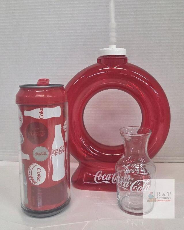Coca-Cola 3-Piece Collectible Drinkware Set &ndash; Tumbler, Glass Carafe, Novelty Pitcher Dispenser