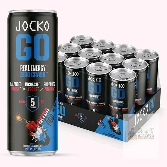 BB 03/27 NEW Jocko GO Nitro Pop Flavor Energy Drink 12-Pack, 12 fl oz Cans, Sugar Free, 5 Calorie, 95mg Caffeine