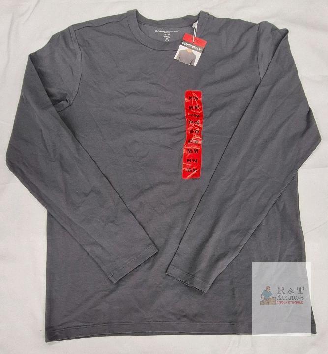 NEW ROUGH DRESS Men&rsquo;s Long Sleeve Supima Cotton T-Shirt, Medium, Gray, Model 1905522, Crew Neck