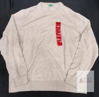 NEW United Colors of Benetton Light Beige Crew Neck Pullover Sweater, Size Medium, Cotton