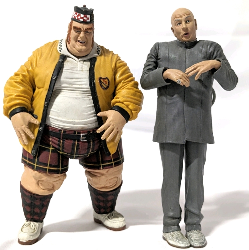 Vintage 2000 Austin Powers McFarland Pull-String Figures: Dr. Evil & Fat Bastard.