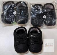 Sonsage Baby Loafers Black Size 11, 3 Pairs, Faux Leather, Non-Slip Sole (Model 2507-black-11)