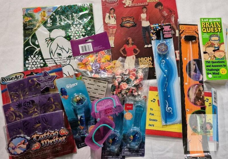 Disney & Cartoon Party Favor Lot - High School Musical, Finding Dory, Brain Quest, 22 Pieces