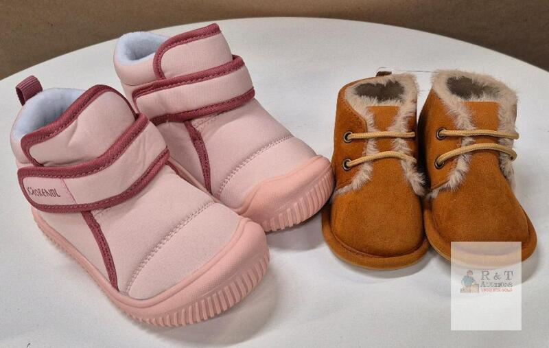 2 Pairs Toddler Boots: MORENDL Pink Hook & Loop Size 160mm + Brown Fur-Lined Lace EU30