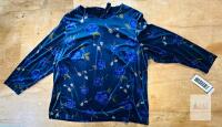 Sag Harbor Woman 3X Blue Floral Velvet Long Sleeve Top Polyester Spandex RN 51795