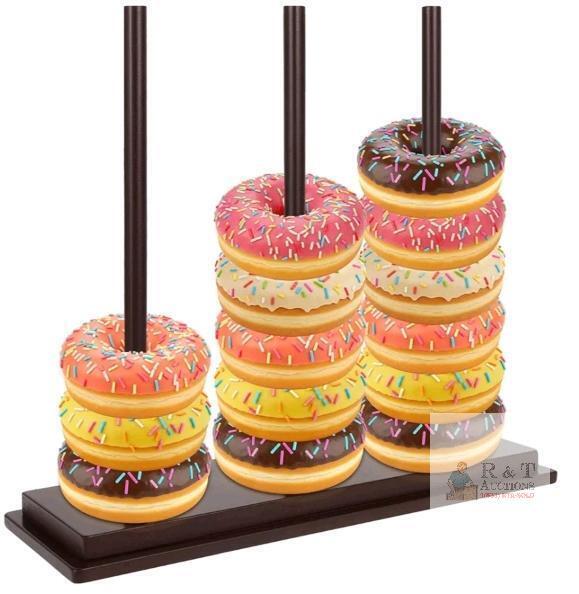 New - FMOACEN Farmhouse Donut Stand, Rustic Wooden Display Tower for Donuts Bagels & Cupcakes .