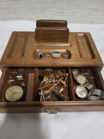 Vintage mens jewelry box with contents.