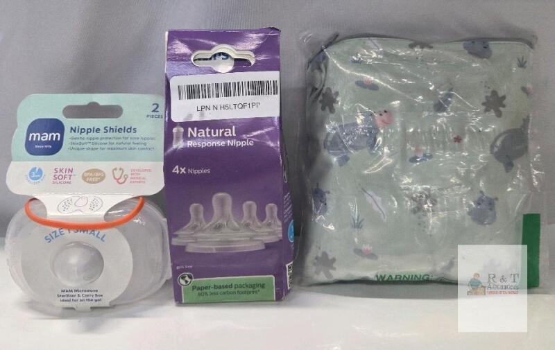 NEW Philips Avent Natural Nipples 4-Pack, MAM Nipple Shields Small 2-Pack, Tidy Tot 2 Weaning Bibs