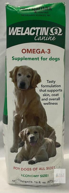 Welactin Canine Omega-3 Supplement 16 fl oz by Nutramax, Liquid Formula for All Dog Sizes