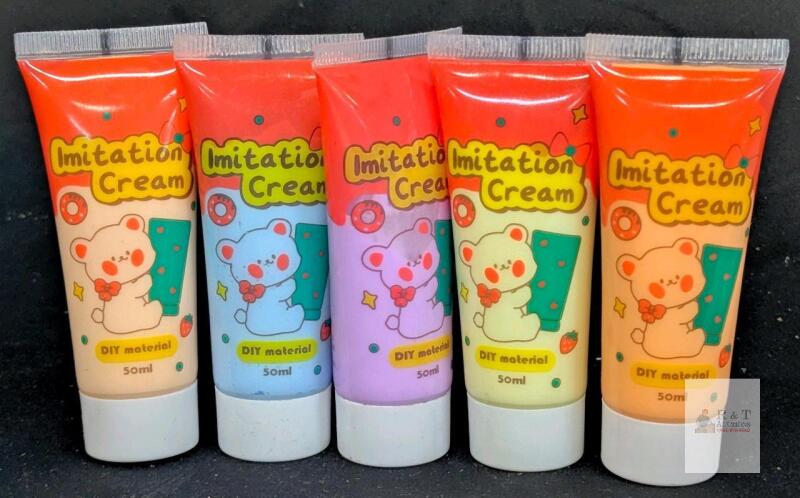 New 5pc Simulation Whipped Cream Glue Set, DIY Phone Case Making 50G Crafting Mixed Colors, Handmade for Moulding Hair Clips + More