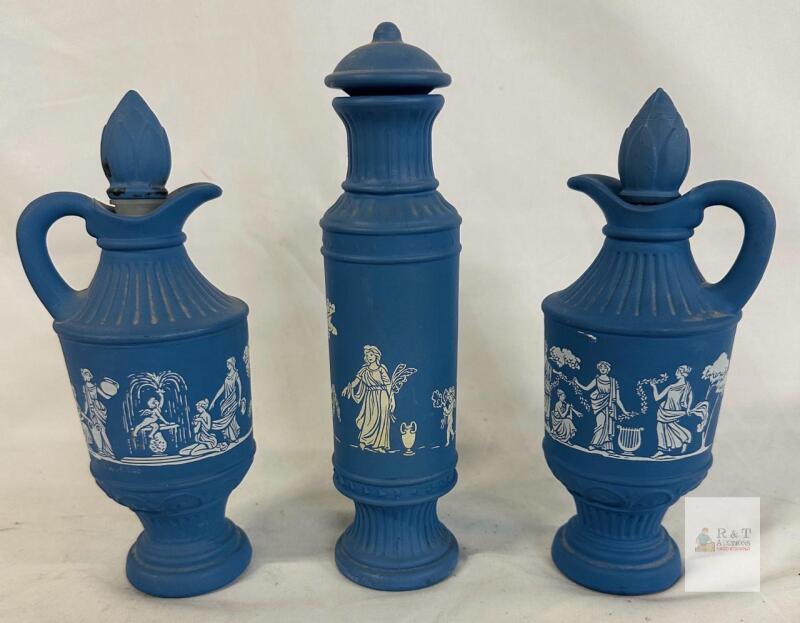 Avon Wedgwood Style Blue Decorative Bottles