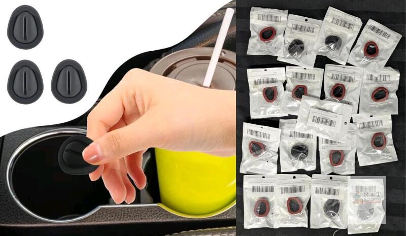 17 New Packs of 3 Car Cup Holder Insert Position Limiter, Anti Shake Silicone Car Water Bottle Stabilizer with Self-Adhesive Universal Interior Car Accessories for Most Cars SUV Vans Trucks (Black)
