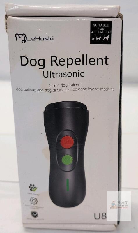 NEW LeHuski U8 Ultrasonic Dog Repellent Trainer, Rechargeable, Dual Emission Port, Fits All Breeds, Black