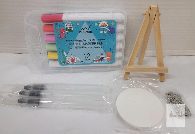 Pen Peak 12-Color Acrylic Marker Pen Set, Model 608, Water-Based, Case & Art Accessories, New