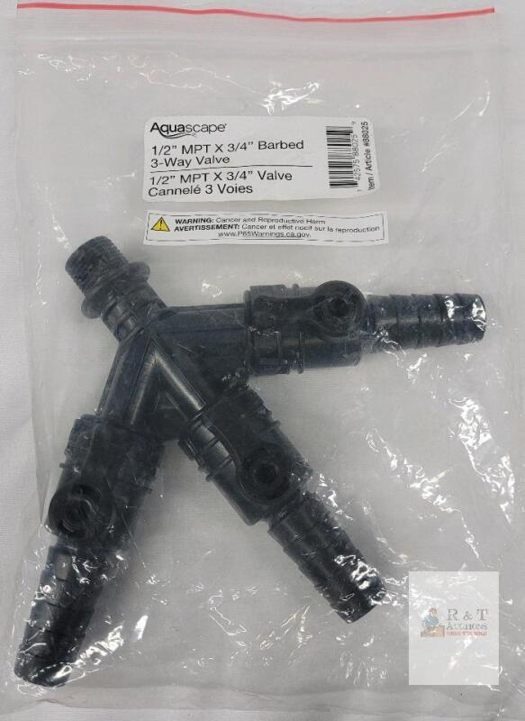Aquascape 88025 1/2" MPT x 3/4" Barbed 3-Way Valve High Impact Plastic, Black