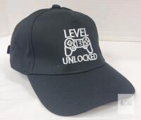 NEW O/S Level 13 Unlocked Black Baseball Cap, Adjustable Strap, Embroidered Video Game Controller Design