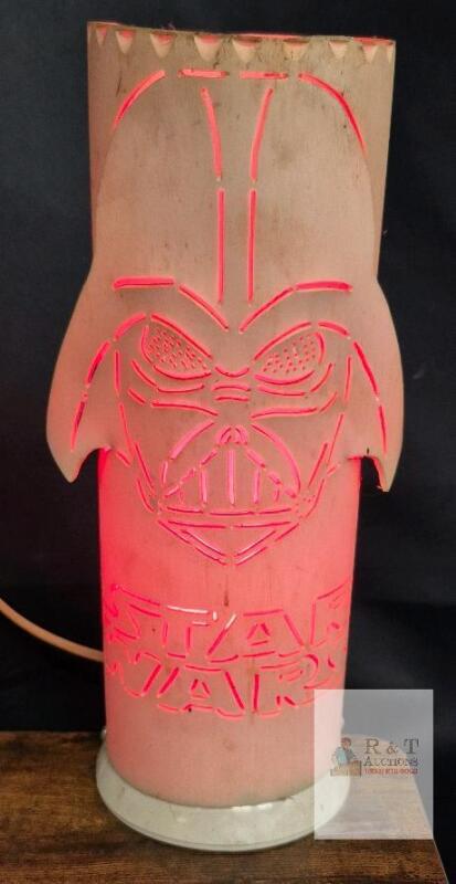 Star Wars Darth Vader Carved Table Lamp, Wood/Plastic, 12" Tall, Red Glow, AC Powered