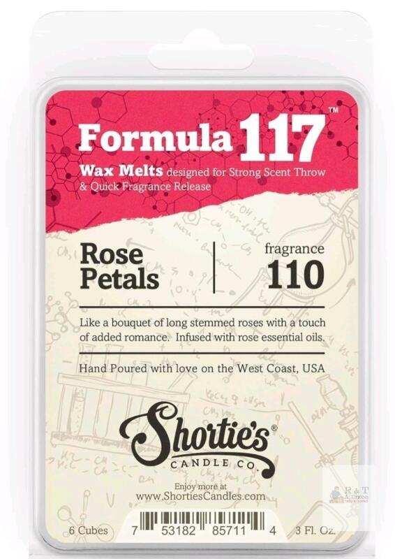 Shortie's Candle Co. Formula 117 Rose Petals Wax Melts, 6 Cubes, 3 fl. oz., Fragrance 110