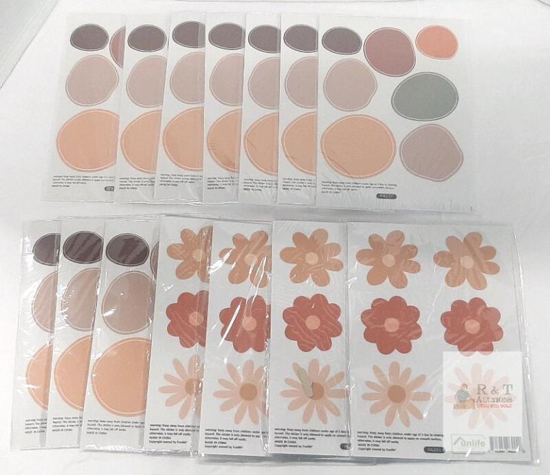 Funlife Vinyl Wall Decal Sets, Geometric & Flower PA227 PA341, 11.5"x8.2", Earth Tones