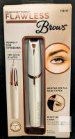 NEW Finishing Touch Flawless Brows Eyebrow Remover, 18K Gold Plated, White/Rose Gold, Battery Included
