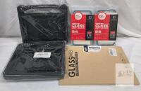 NEW iPad 10.2" Tempered Glass Screen Protectors & Black Shockproof Foam Cases Bundle, includes 2 SmartDevil anti-shock glass protectors,