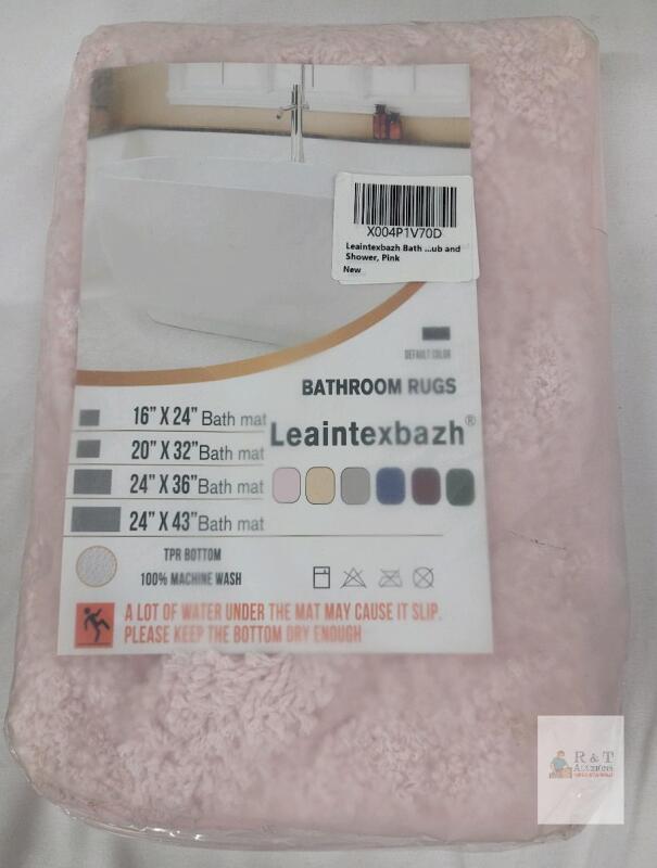 Leaintexbazh 16"X20" Pink Bathroom Rug, Microfiber Bath Mat, Non-Slip TPR Backing, Machine Washable