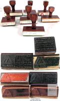 Coll Audio Business Rubber Stamps, Address & Bank Deposit, Wood Handle, Lot of 7 Manual Inking