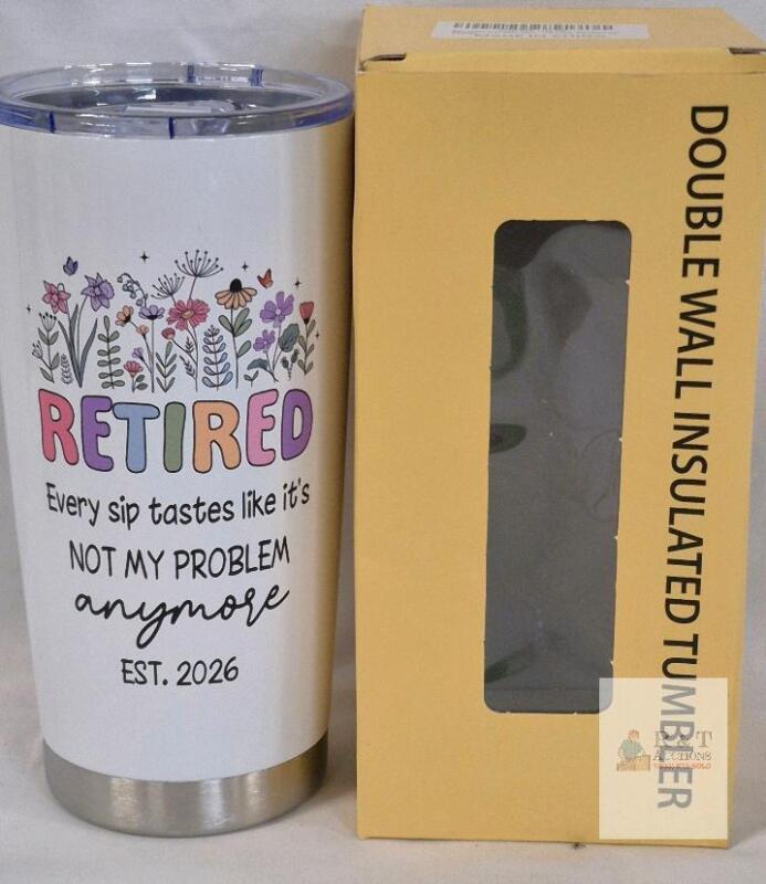 Biomlon 20 oz Double-Wall Insulated Stainless Steel Tumbler with "RETIRED" Design