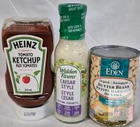 Heinz Tomato Ketchup, Walden Farms Caesar Dressing, Eden Organic Butter Beans