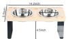 New Whoedec Elevated Cat Bowls 15&deg; Tilted Raised Pet Food and Water Stainless Steel Bowl, Wood Stand With Metal Legs Feeder with Laser-Etched Pawprints & Happy Cat Design - 2