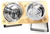 New Whoedec Elevated Cat Bowls 15&deg; Tilted Raised Pet Food and Water Stainless Steel Bowl, Wood Stand With Metal Legs Feeder with Laser-Etched Pawprints & Happy Cat Design - 3