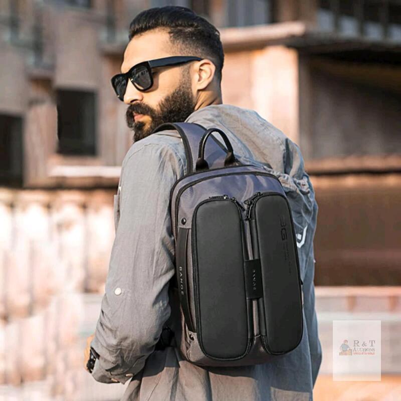 New Bange Men's Shoulder Crossbody Sling Backpack. 12.6" x 7.9" x 4.3". Holds tablet up to 9.7"