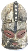 Large 18" Long Vintage African Kuba Bwoom Mask With Embedded Cowrie Shells & Recycled Metal Embellishments