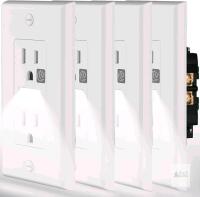 New 4-Pack SOZULAMP Night Light Wall Outlets - Easy to Install, Standard Electrical Outlets with Nightlight, White, 2 Pole 3 Wire, Wall Plate Included (Daylight White LED)