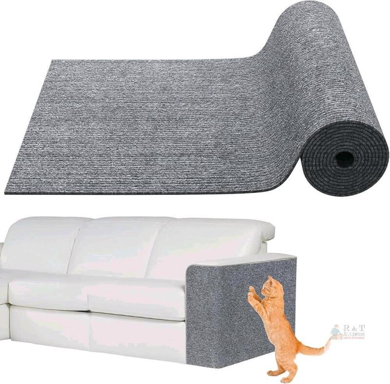 New 78.7"x15.8" Cat Scratching Mat - Trimmable Self Adhesive DIY Climbing Cat Scratcher Pad Replacement for Cat Tree Shelves and Post Cat Scratch Furniture (Light Grey)