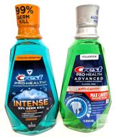 2 New Crest Pro-Health Mouthwashes : Intense 99% Germ Kill Clean Mint & Alcohol-Free Max Cavity Protection, 1L ea [exp 09/2026]
